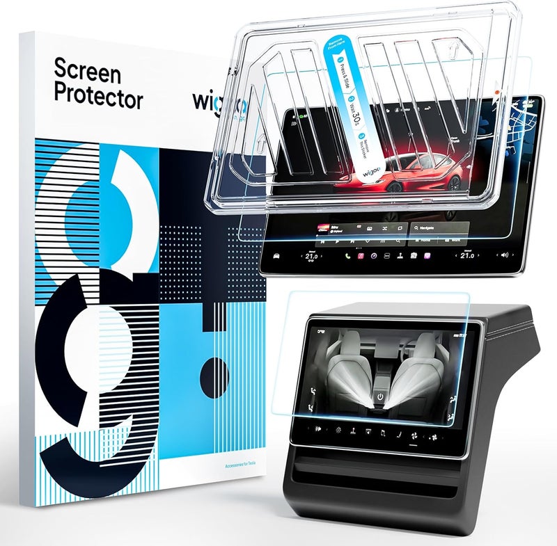 Wigoo Tesla Model X & Model S Screen Protector Matte [No Glare & Fingerprint] Model X (2021~2025)/Model S(2021~2025) Accessories, Tempered Glass Protector with Alignment Kit - Image 1